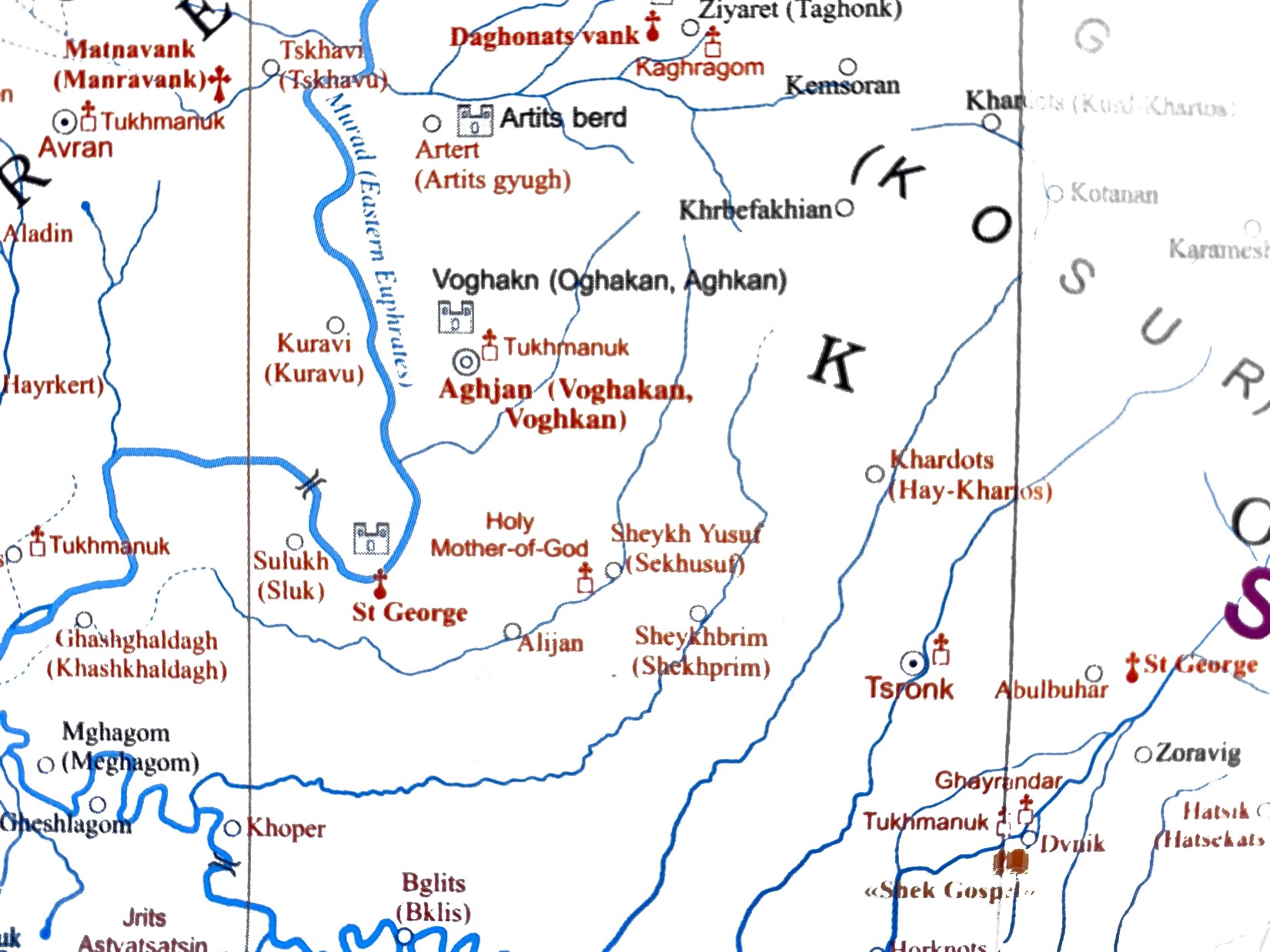Map of the area around Mush.