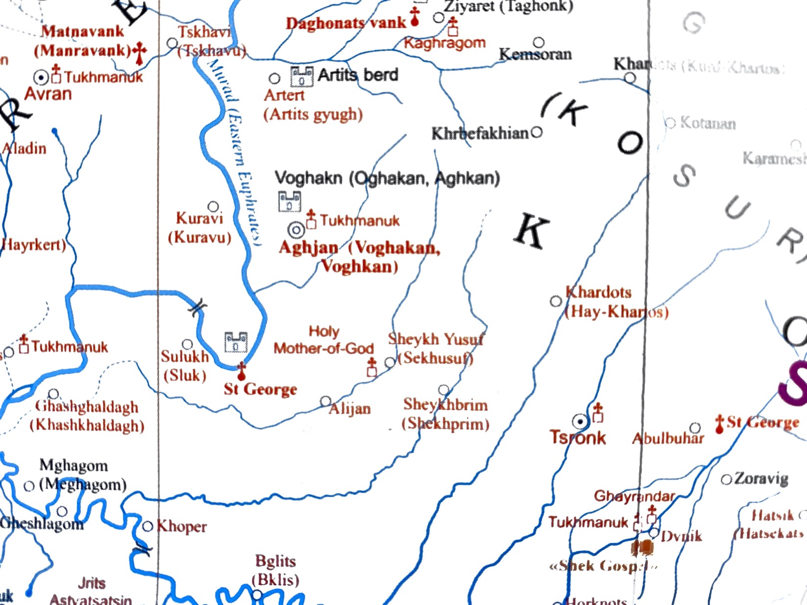Map of the area around Mush.