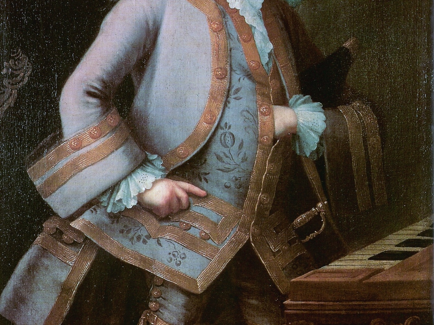 Detail of painting of Mozart as a child.