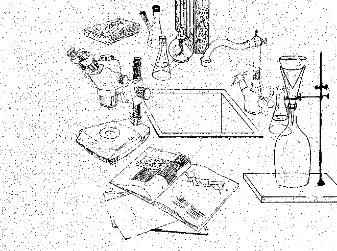 Drawing by Viktoriia Shcherbak of inventor's desk.