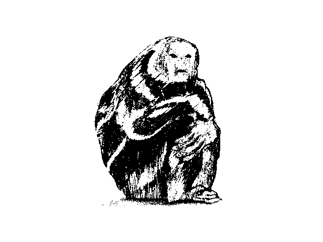 Drawing by Viktoriia Shcherbak of huddling golem.