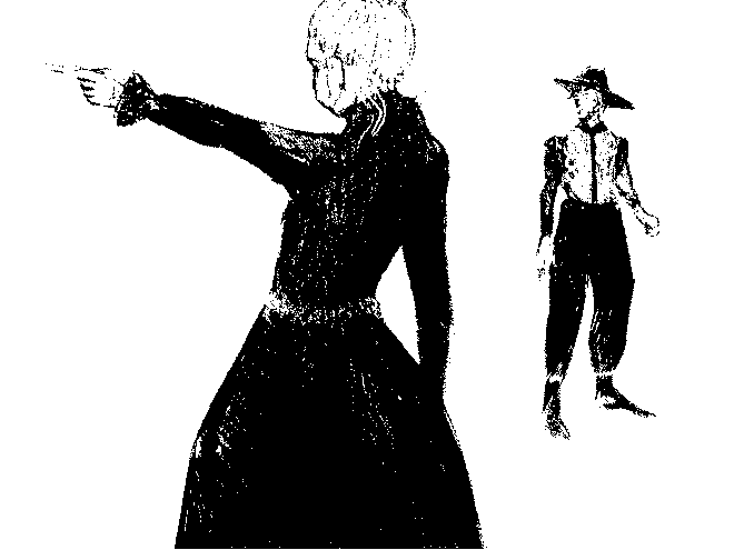 Drawing by Viktoriia Shcherbak of woman and man.