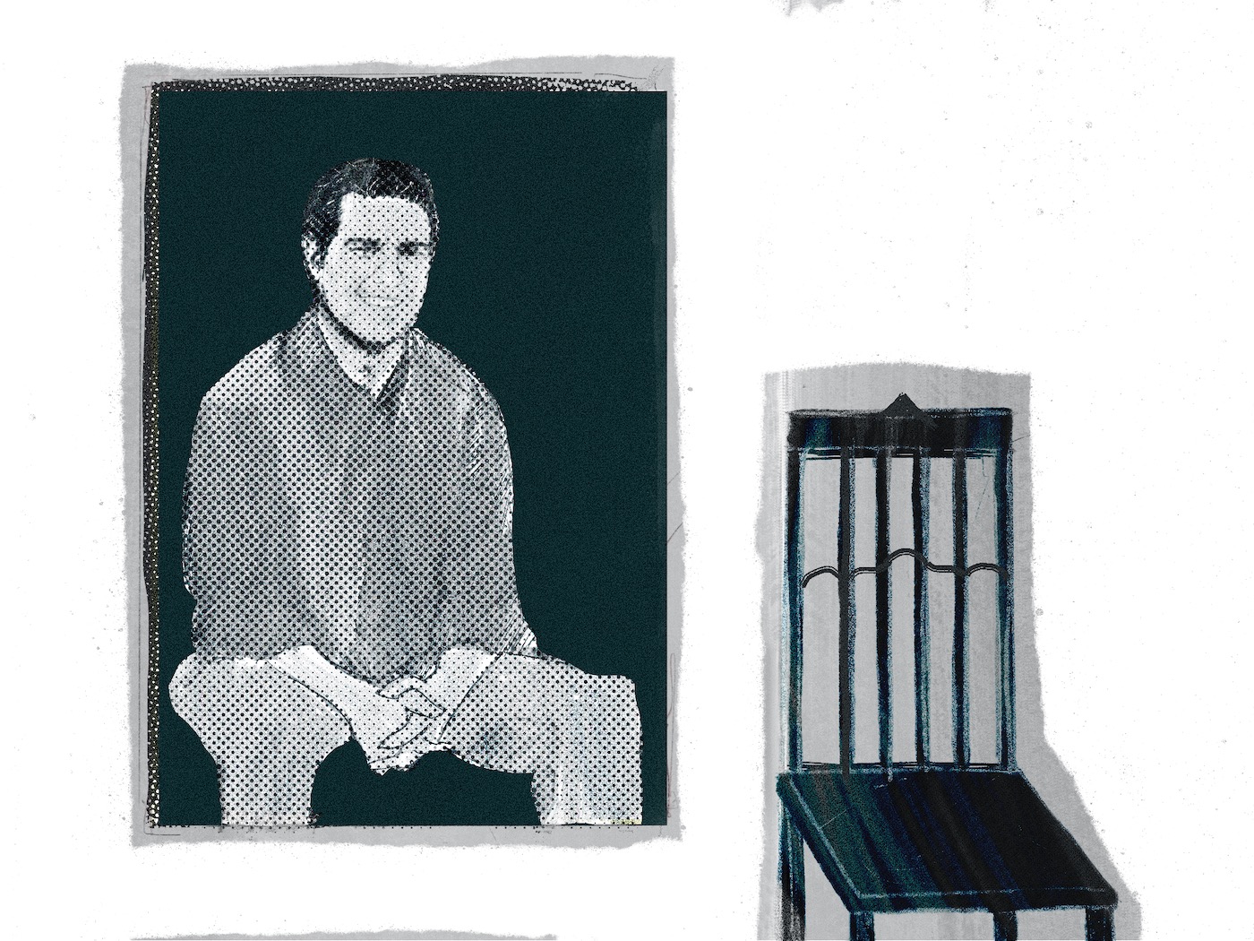 Drawing by Viktoriia Shcherbak of poster of Tom Cruise alongside an empty chair.